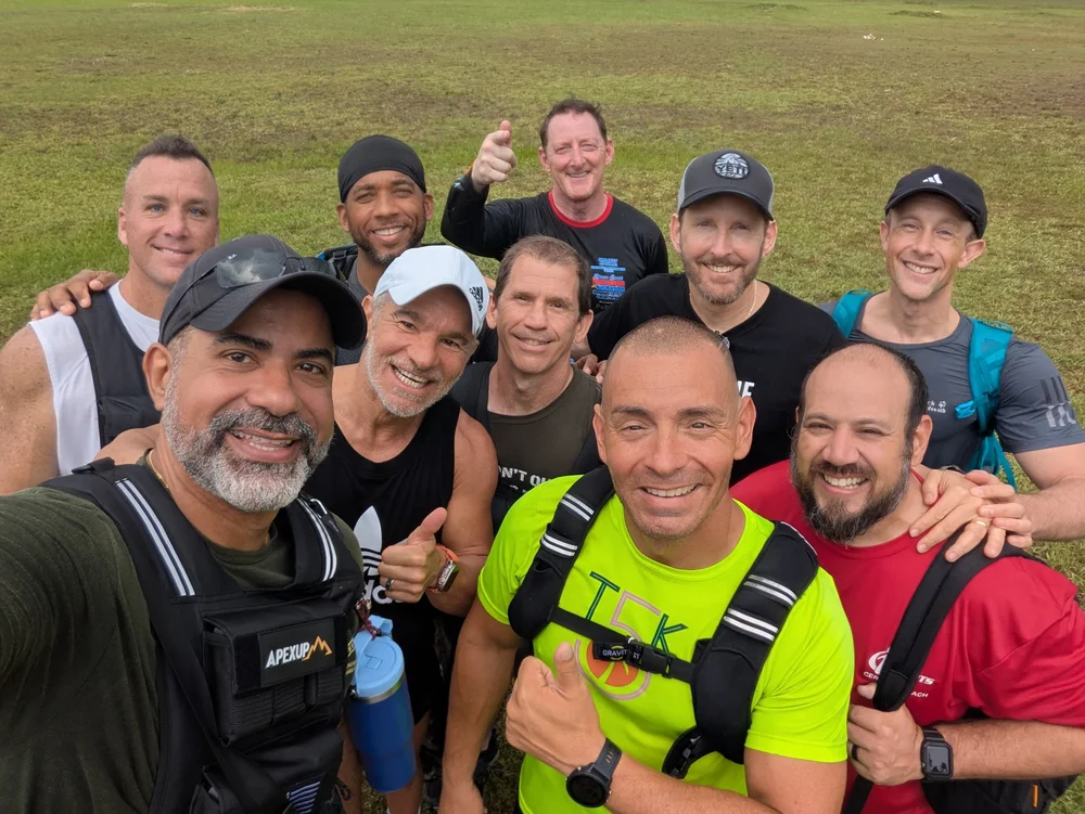 Javier with a group of men